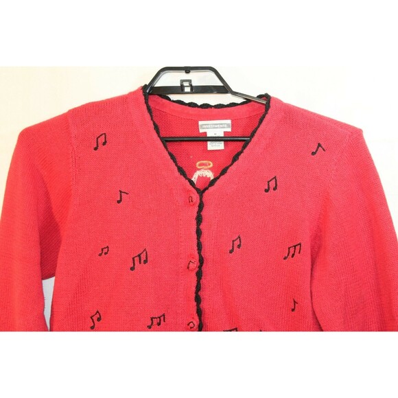 Investments Red Cardigan Musical Children Of The World Sweater Womens Size M - Picture 3 of 6
